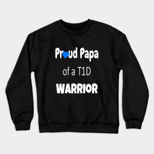 Proud Papa - White Text - Blue Heart Crewneck Sweatshirt